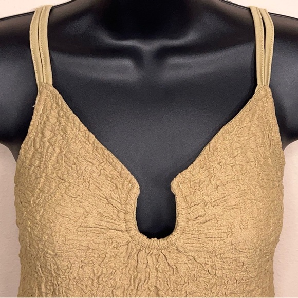 NEW XL Forever 21 Khaki Beige Textured Crop Top Sleeveless Stretch Boho Bohemian - Picture 9 of 13